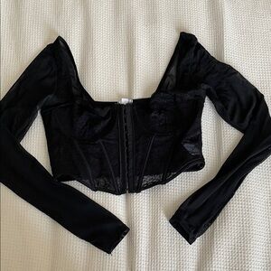 Garage Black Lace Long Sleeve Top